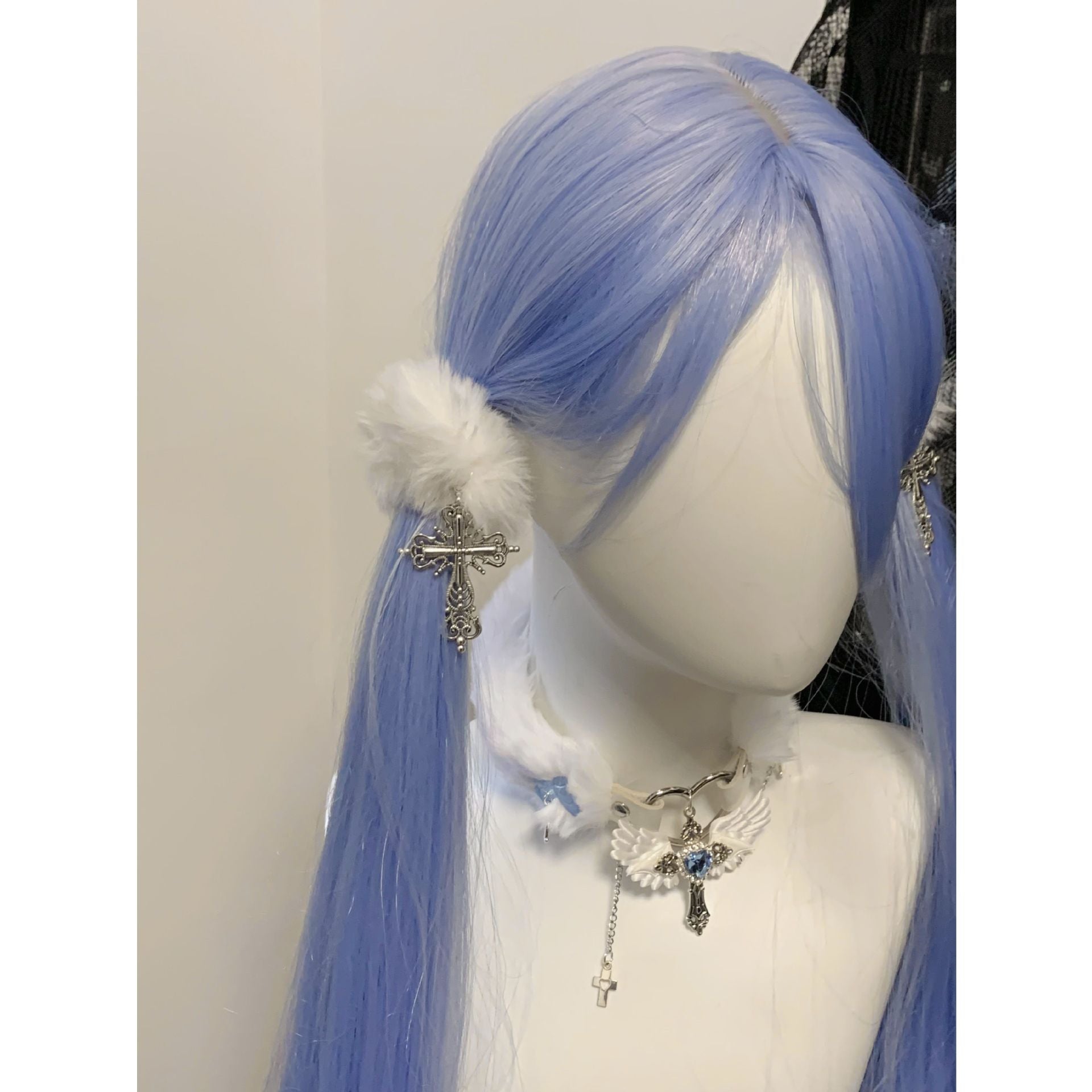 Plush Hair Ring, Cross Headrope Double Ponytail Decoration