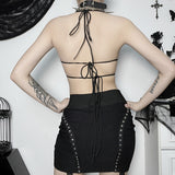 One Size Dark Butterfly Lace Suspender Top