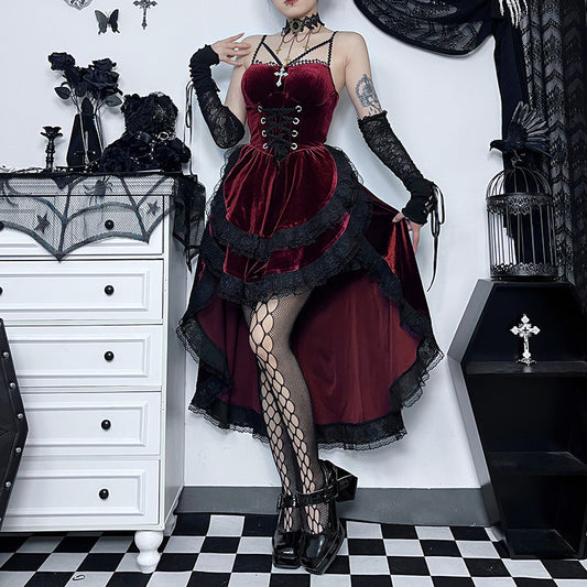 Historical Victorian Goth Velvet Slim Cross Dress