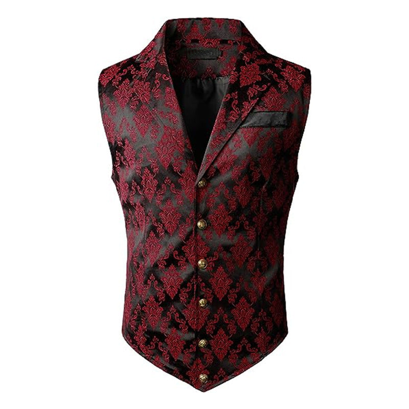 Men Paisley Suit Victorian Vest Steampunk Gothic Waistcoat Floral Vampire Tuxedo Renaissance Goth