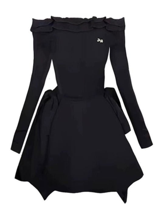 One-Shoulder Short Black Dress