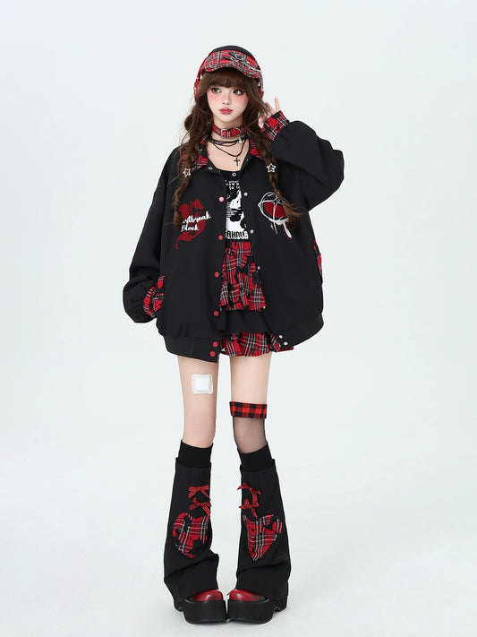 Punk Rock Red Plaid Kawaii Skirt Gothic