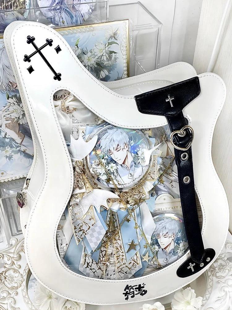 DRDR Original Design Laser Bass Guitar Cross-Body Bag - Sweet Cool Plate Shaped Bag