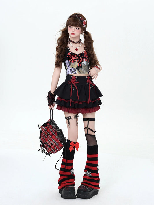 Rebel Y2K Lace Bow Kawaii Skirt