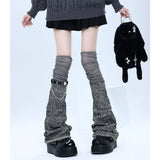 Y2K Chain Buckle Over-The-Knee Stacked Socks