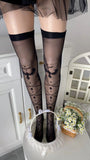 Lolita Bow Print Lace Over-the-Knee Stockings