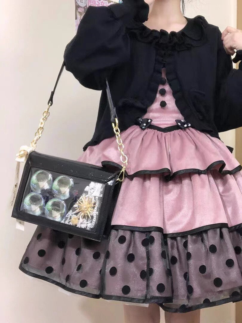 Cute Ita Bag Shoulder & Crossbody Style Everyday Ita bag With Strap - Cosplay Purse Window Bag Pin Display Girly